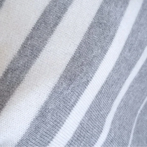 Talbots Wool Blend Black, Grey & Winter White Striped Poncho/ Sweater Poncho S/M - Picture 9 of 12